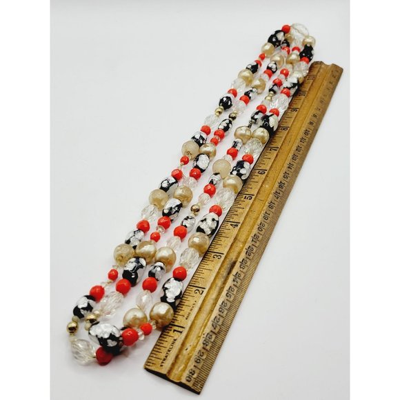 Vintage Art Glass Crystal Flapper Style Necklace (A289) - Picture 6 of 7